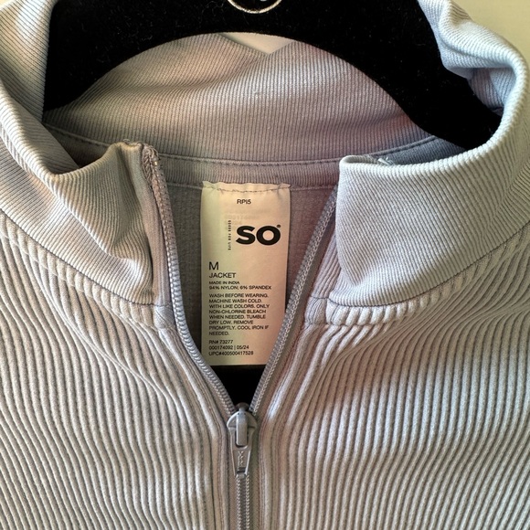 Light Blue Ribbed Zip-Up Jacket - Picture 6 of 7